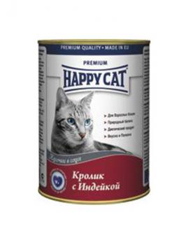 Happy Cat Консервы Кусочки в соусе для кошек с кроликом и индейкой, банка