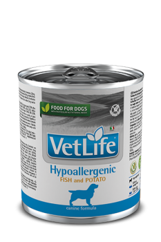 Farmina Vet Life canine HYPOALLERGENIC FISH AND POTATO Влажный корм для собак Диета при пищевой аллергии и/или непереносимости  6 шт х 300 г.