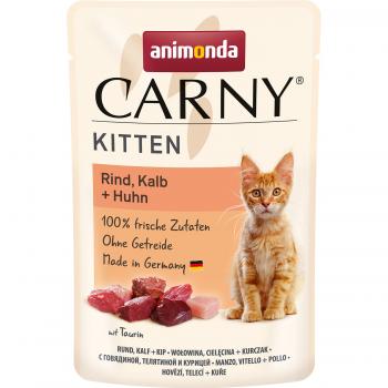 Animonda Carny Kitten Beef, Veal + Chicken Анимонда Говядина Телятина Курица влажный корм для котят пауч 