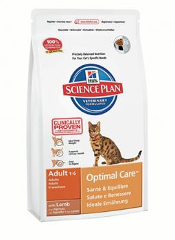 Hill’s™ Science Plan™ Feline Adult Optimal Care™ with Lamb для кошек с ягненком