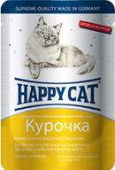 Happy Cat Консервы для кошек нежные кусочки в соусе курочка ломтики (пауч)