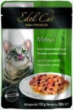 Edel Cat Консервы для кошек кусочки индейка, утка (пауч)