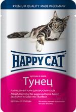 Happy Cat Консервы для кошек нежные кусочки в желе тунец (пауч)