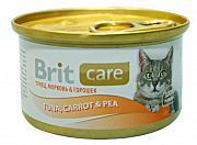 Brit Консервы для кошек с тунцом, морковью, горошком (BRIT CARE TUNA, CARROT & PEA)