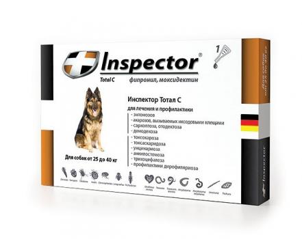 Inspector капли для собак от 25 до 40 кг Капли от внешних и внутренних паразитов