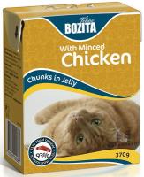 BOZITA Feline Minced Chicken, Корм влажный мясные кусочки в желе с Рубленой Курицей для кошек и котят