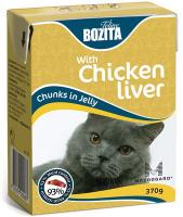 BOZITA Feline Chicken liver, Корм влажный мясные кусочки в желе с Куриной Печенью для кошек и котят