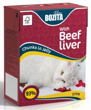 BOZITA Feline Beef Liver, Корм влажный мясные кусочки в желе с Говяжьей Печенью для кошек и котят