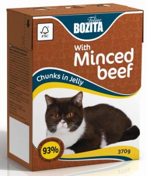 BOZITA Feline Beef, Корм влажный мясные кусочки в желе с Рубленой Говядиной для кошек и котят
