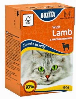 BOZITA MINI with Lamb, Корм влажный мясные кусочки в желе с Мясом Ягненка для кошек