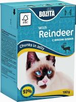 BOZITA MINI with Reeinder, Корм влажный мясные кусочки в желе с Мясом Оленя для кошек и котят