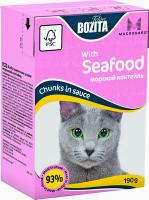 BOZITA MINI with Seafood, Корм влажный мясные кусочки в соусе Морской коктейль для кошек и котят