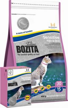 BOZITA Feline Sensitive Hair & Skin для взрослых и молодых кошек с чувствительной кожей и шерстью, для длинношерстных кошек