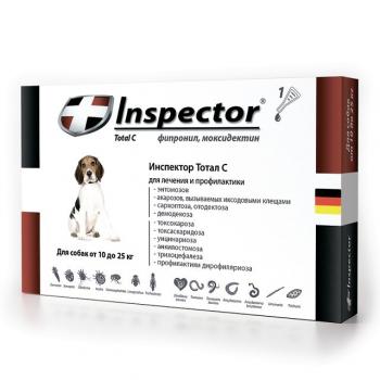 Inspector капли для собак от 10 до 25 кг Капли от внешних и внутренних паразитов