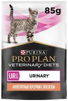 Pro Plan Veterinary Diets Urinary Влажный корм для кошек при болезни нижних отделов мочевыводящих путей, с лососем, пауч 10 шт. х 85 г
