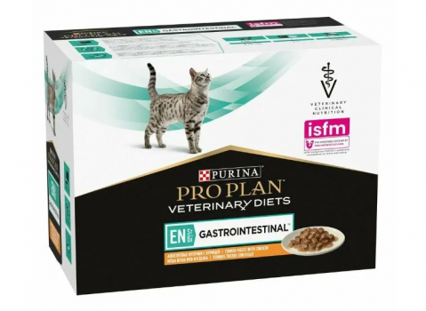 Влажный корм для кошек диетический PRO PLAN VETERINARY DIETS EN ST/OX Gastrointestinal при расстройствах пищеварения, с лососем,  пауч 85 г х 10 шт