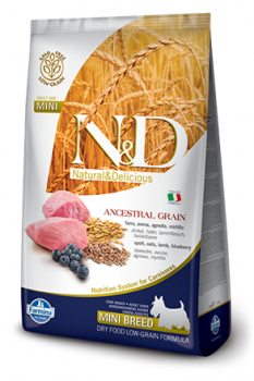 Farmina N&D Low Grain Lamb & Blueberry Adult Фармина Полнорационный низкозерновой корм для взрослых собак мелких пород ягненок, черника