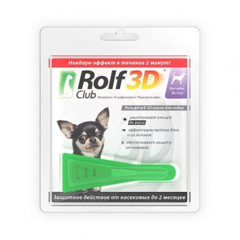 РольфКлуб 3D Капли от блох и клещей для собак до 4 кг
