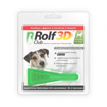 РольфКлуб 3D Капли от блох и клещей для собак от 4 до 10 кг